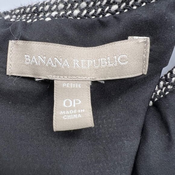 Banana Republic Sleeveless Dress Black & White Tweed V Neck size 0 Petite - Picture 8 of 10